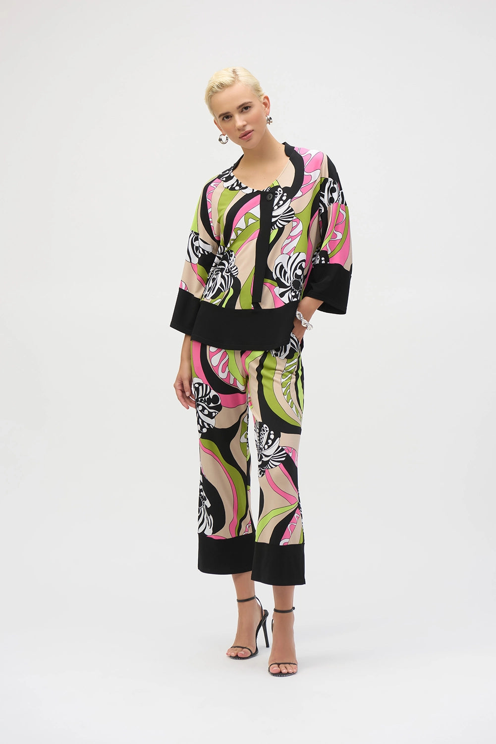 Joseph Ribkoff Silky Knit Retro Print Tunic 252106