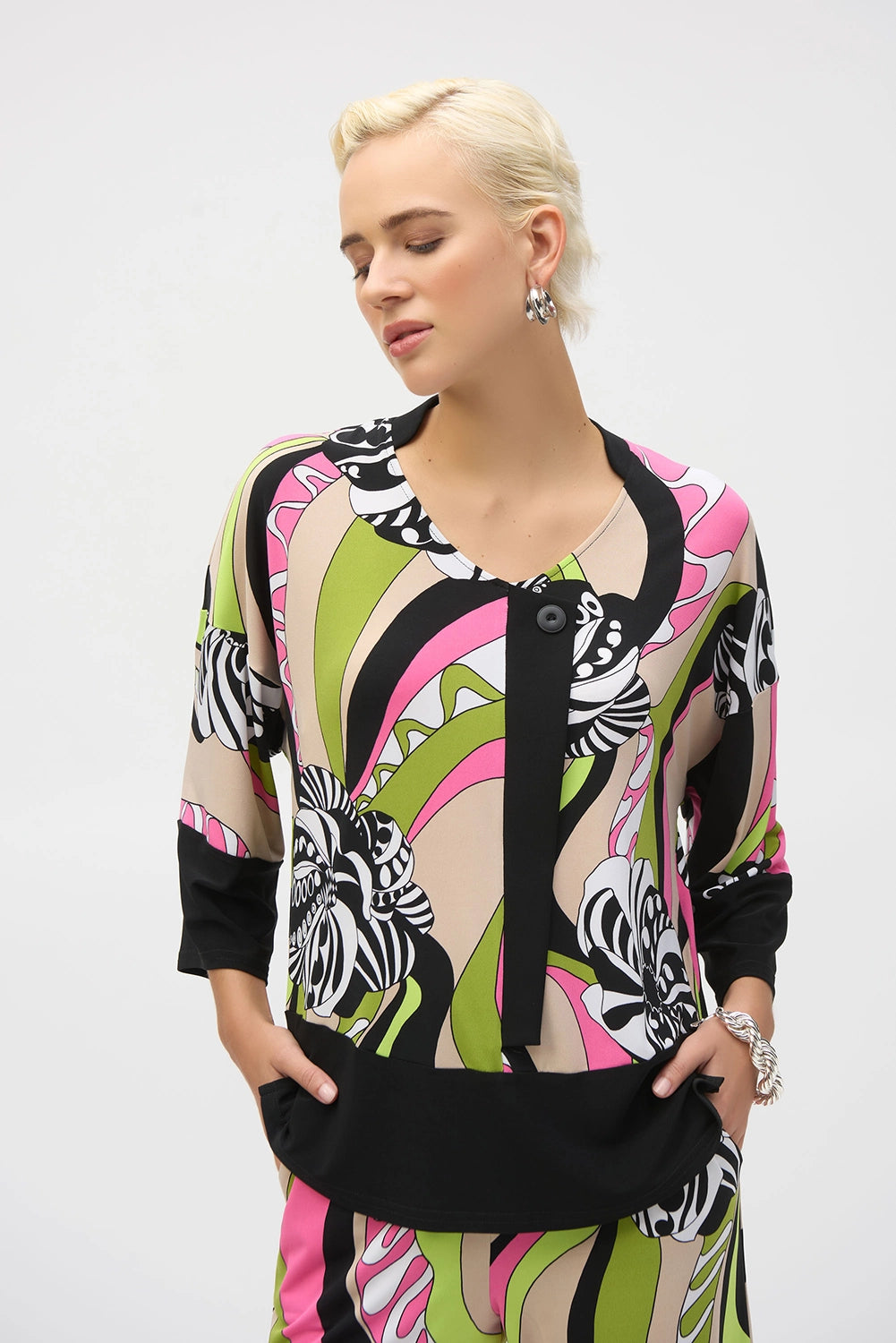 Joseph Ribkoff Silky Knit Retro Print Tunic 252106