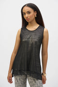 Joseph Ribkoff Mesh and Foiled Knit Flared Tunic 252133