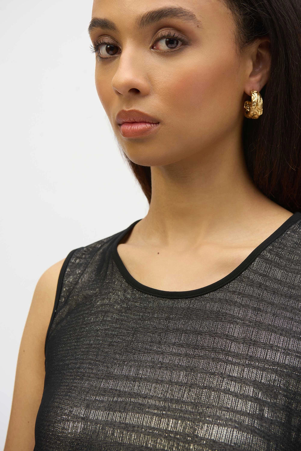Joseph Ribkoff Mesh and Foiled Knit Flared Tunic 252133