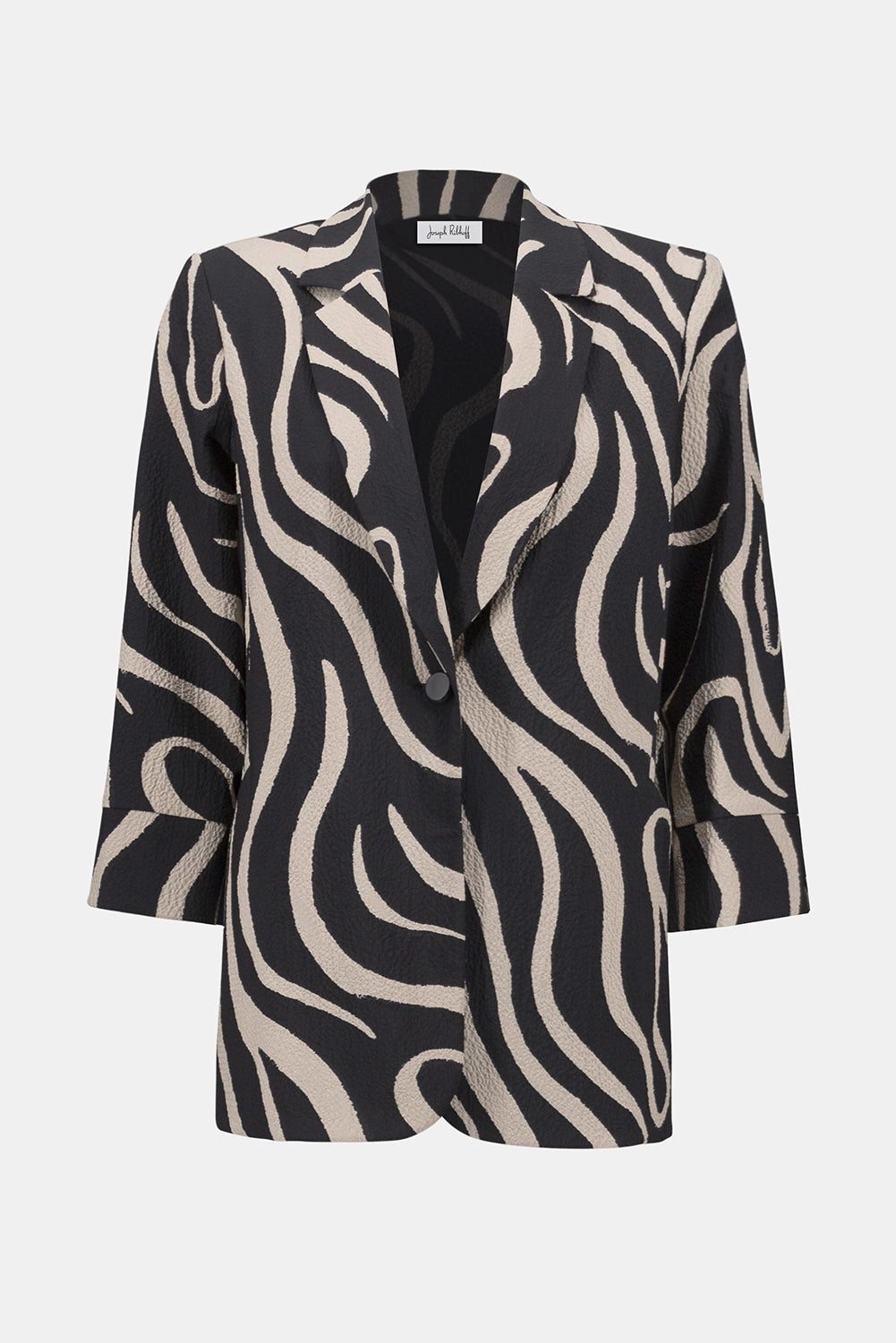 Joseph Ribkoff Seersucker Abstract Print Straight Blazer 252152