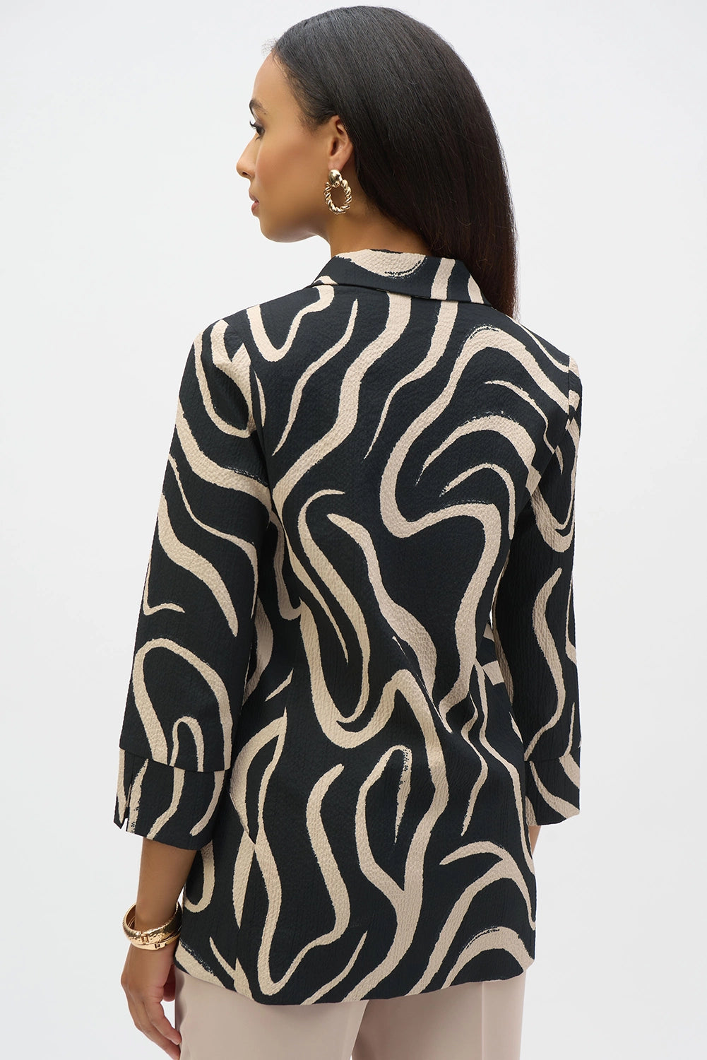 Joseph Ribkoff Seersucker Abstract Print Straight Blazer 252152
