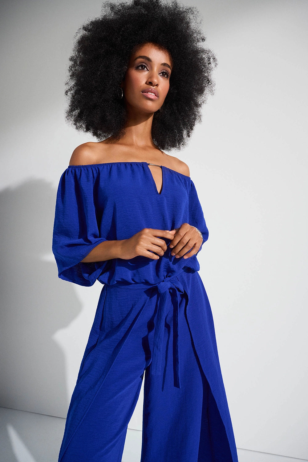 Joseph Ribkoff Gauze Off-Shoulder Culotte Jumpsuit 252170