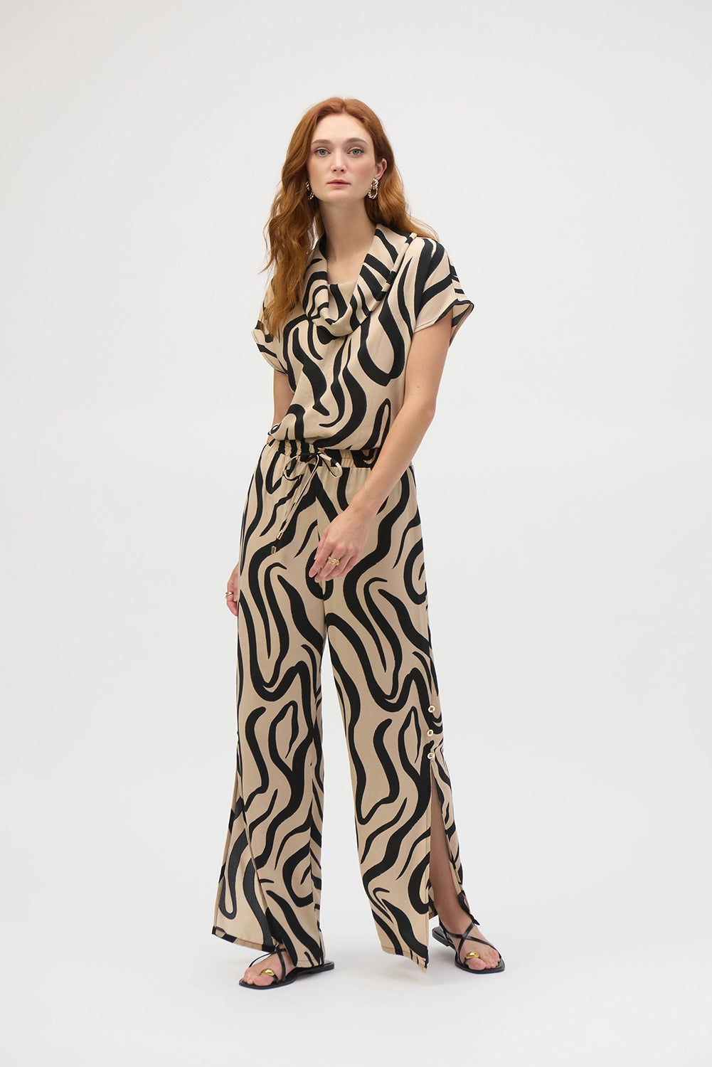 Joseph Ribkoff Gauze Abstract Print Wide Leg Pants 252178