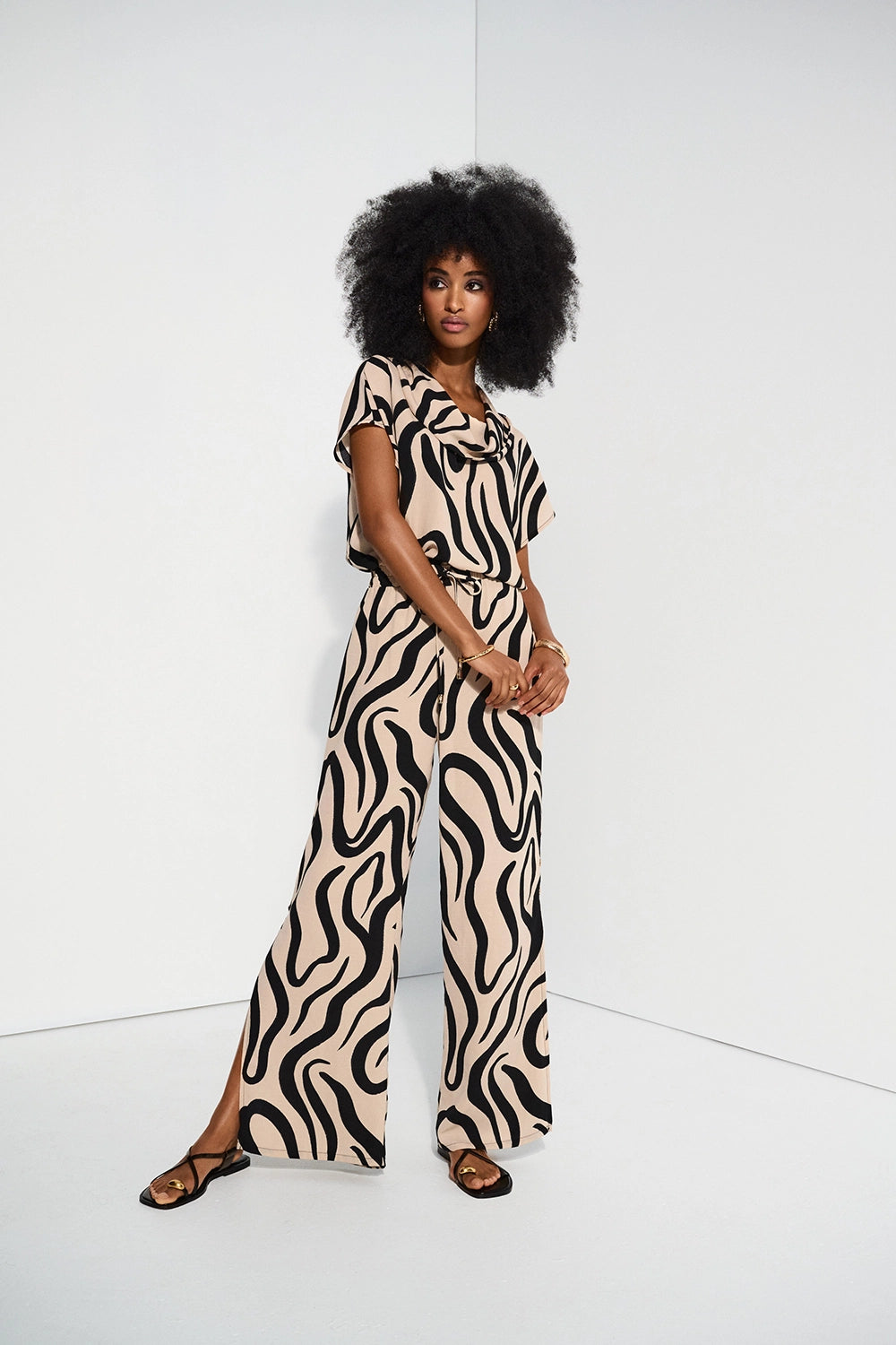 Joseph Ribkoff Gauze Abstract Print Wide Leg Pants 252178