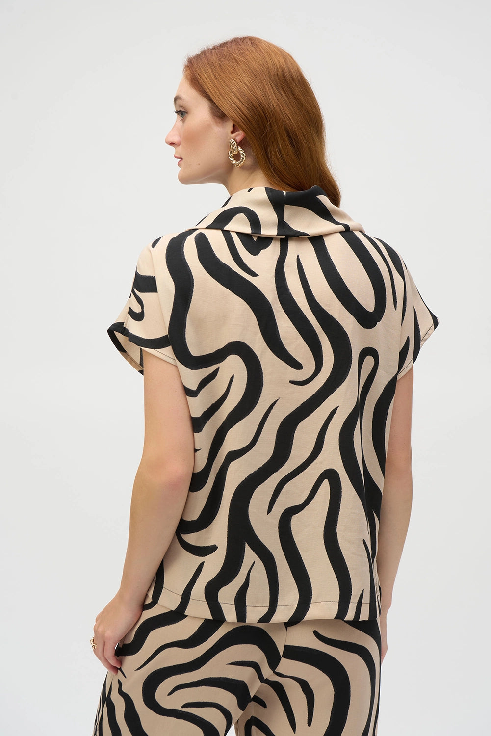 Joseph Ribkoff Gauze Abstract Print Cowl Neck Top 252212