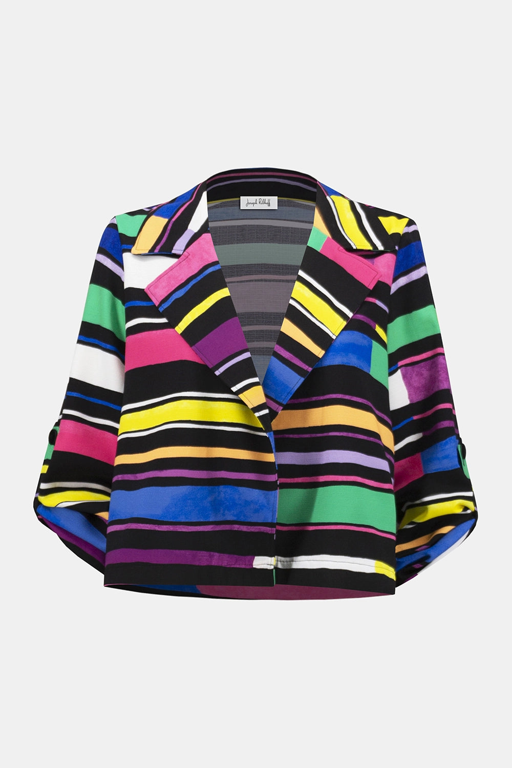 Joseph Ribkoff Gauze Stripe Print Short Boxy Blazer 252215