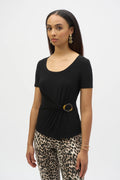 Joseph Ribkoff Silky Knit Fitted Top With Buckle Detail 252230