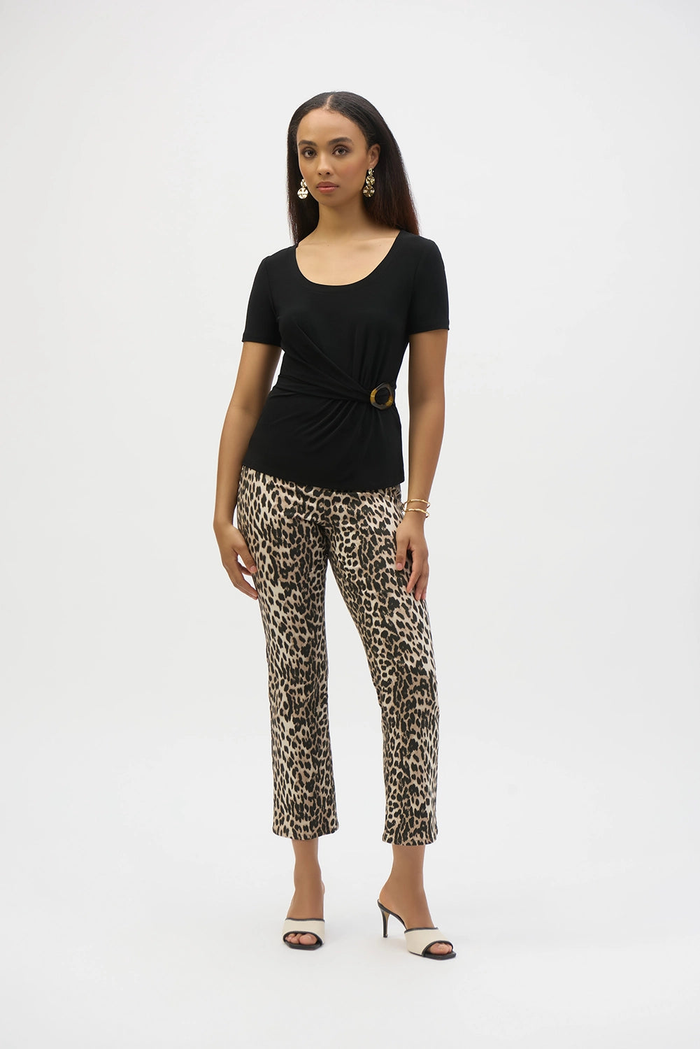 Joseph Ribkoff Silky Knit Fitted Top With Buckle Detail 252230