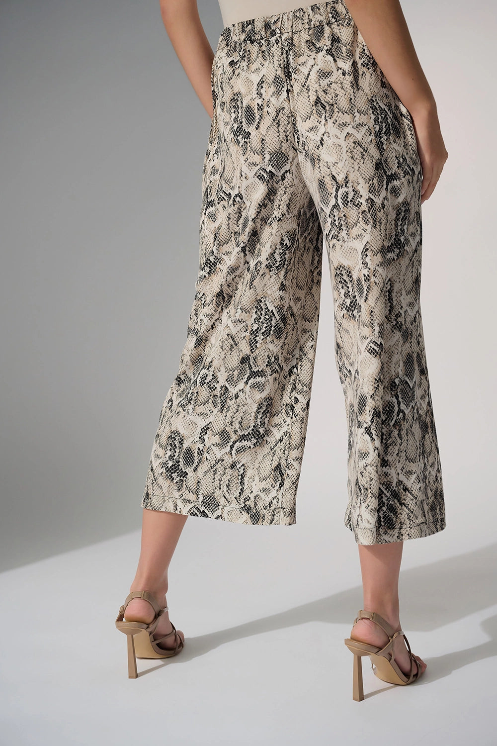 Joseph Ribkoff Woven Gauze Python Print Pull-On Culotte Pants 252239