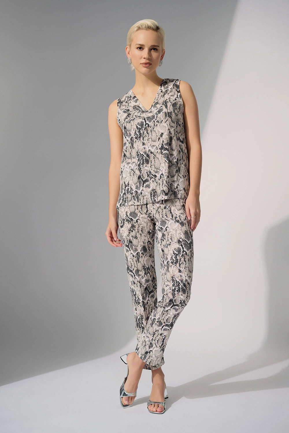 Joseph Ribkoff Silky Knit Python Print Sleeveless Straight Top 252243