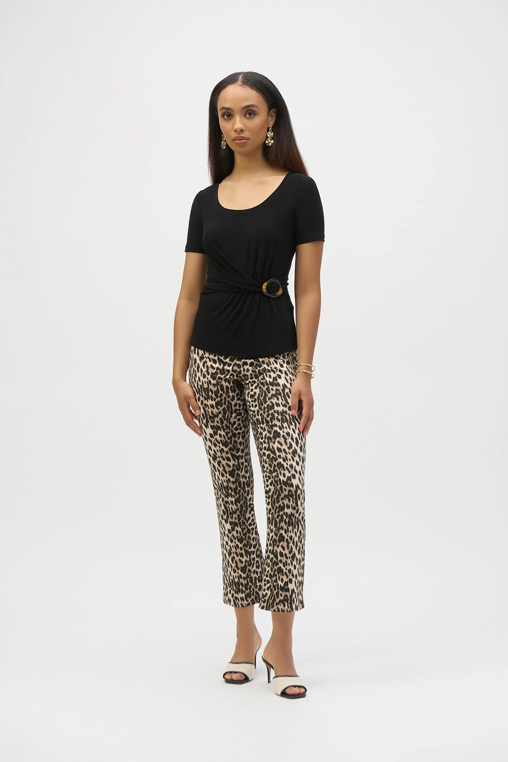 Joseph Ribkoff Straight Leg Leopard Print Stretch Jeans 252907