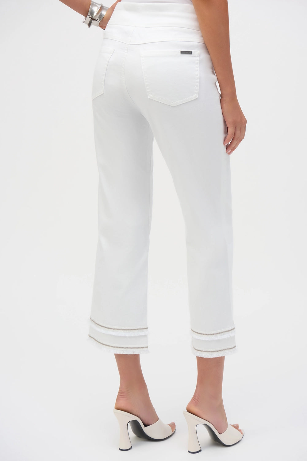 Joseph Ribkoff Stretch Straight Crop Pull-On Jeans with Beading 252913