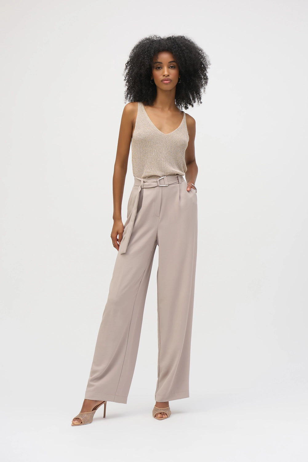 Joseph Ribkoff Metallic Knitted Camisole with Rhinestones 252915