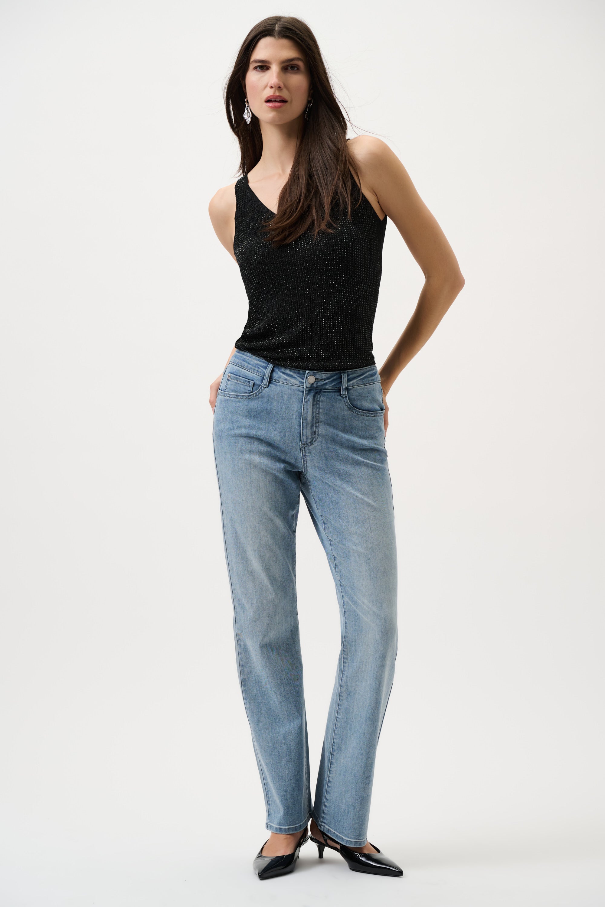 Joseph Ribkoff Metallic Knitted Camisole with Rhinestones 252915CO