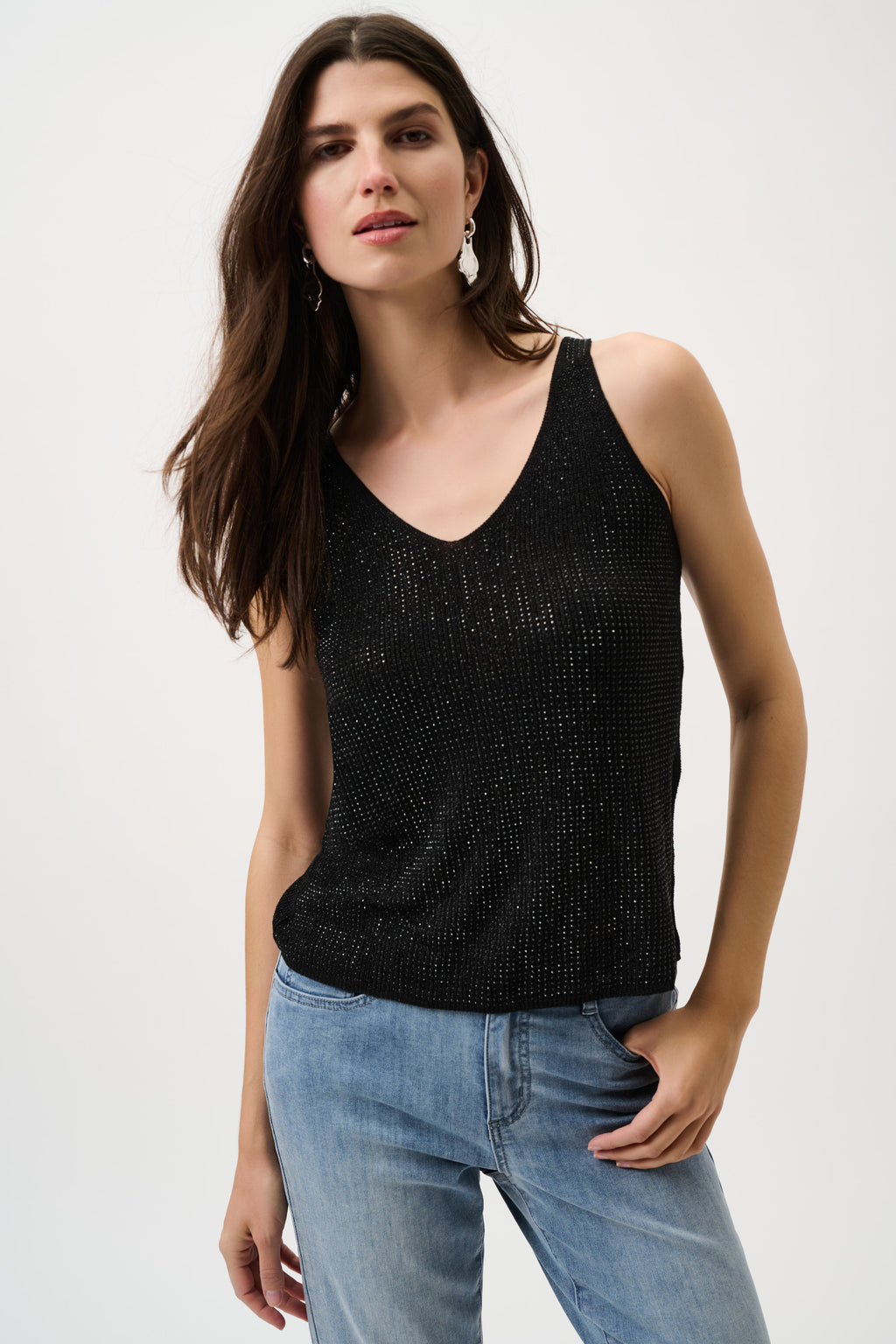 Joseph Ribkoff Metallic Knitted Camisole with Rhinestones 252915CO
