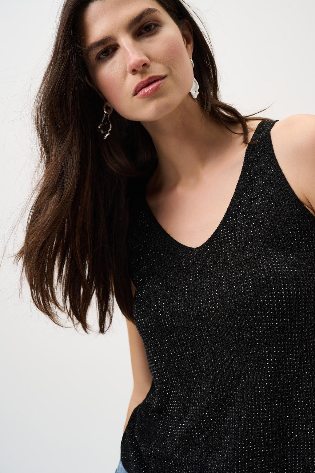 Joseph Ribkoff Metallic Knitted Camisole with Rhinestones 252915CO