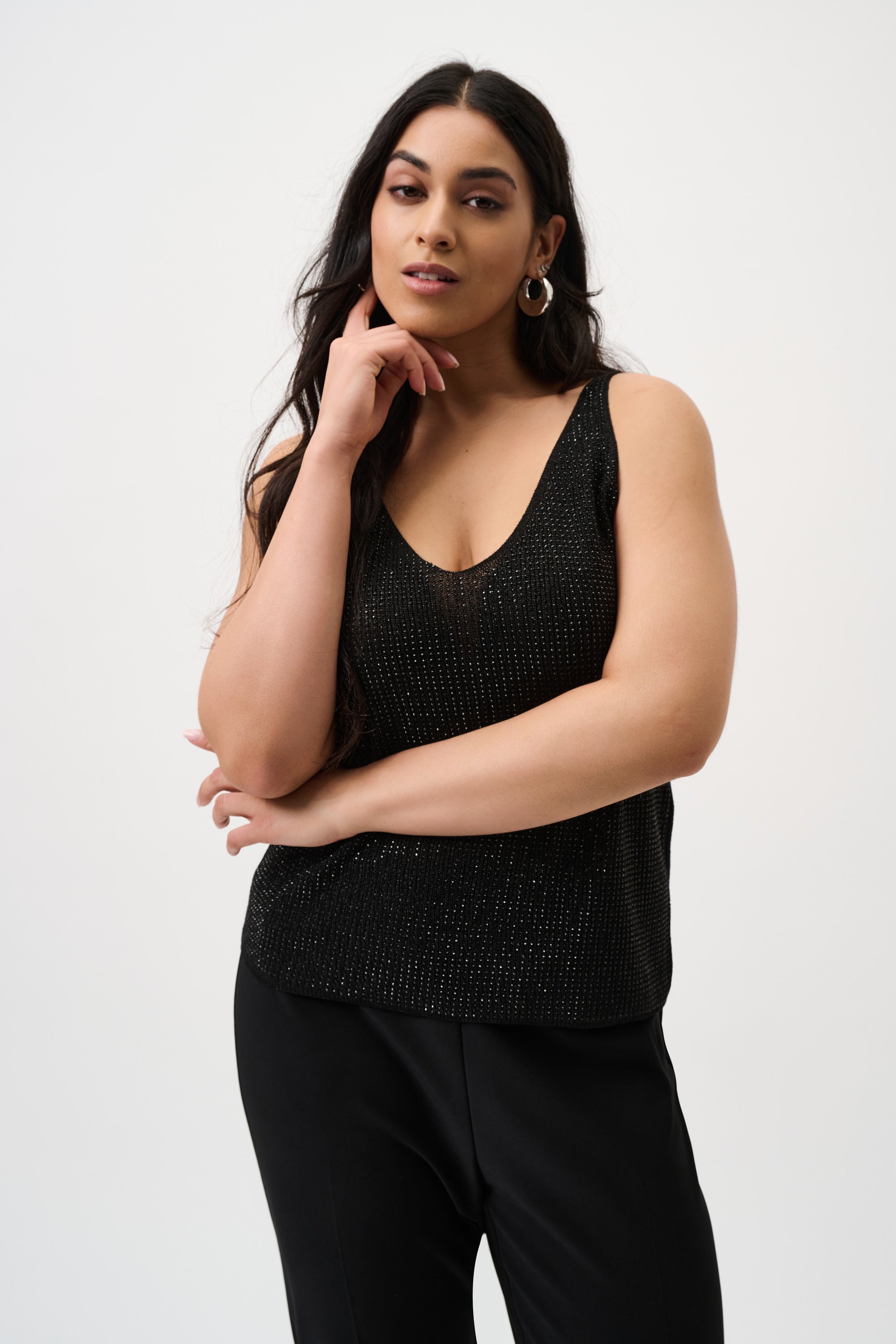 Joseph Ribkoff Metallic Knitted Camisole with Rhinestones 252915CO