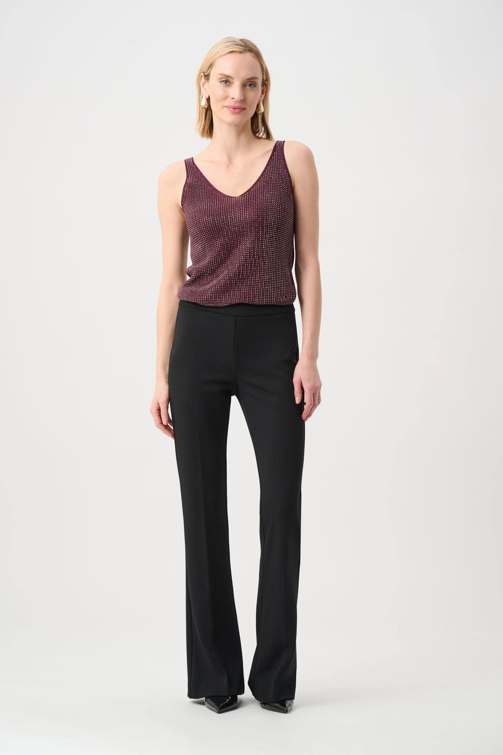 Joseph Ribkoff Metallic Knitted Camisole with Rhinestones 252915F26