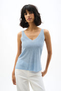 Joseph Ribkoff Metallic Knitted Camisole with Rhinestones 252915S26