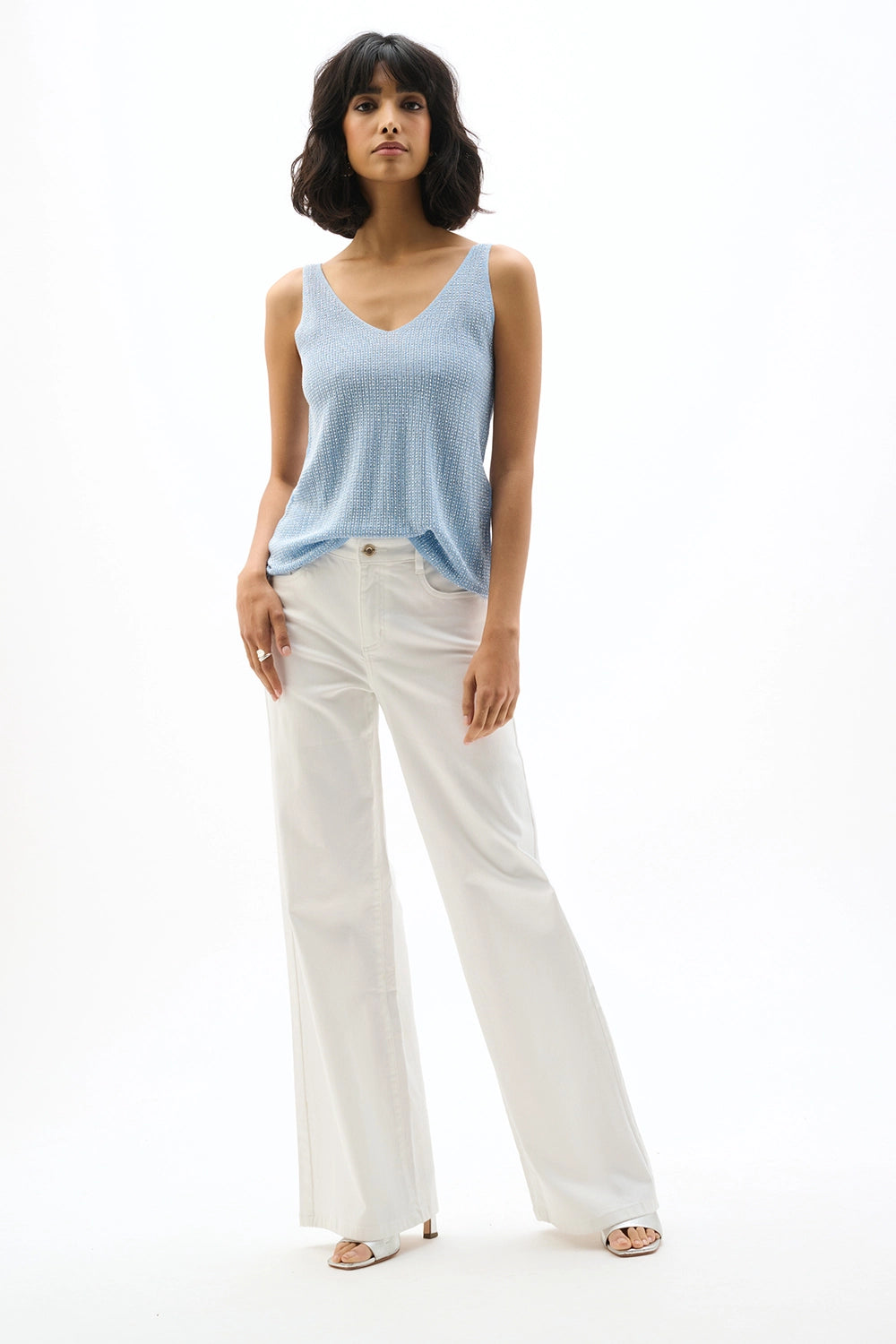 Joseph Ribkoff Metallic Knitted Camisole with Rhinestones 252915S26