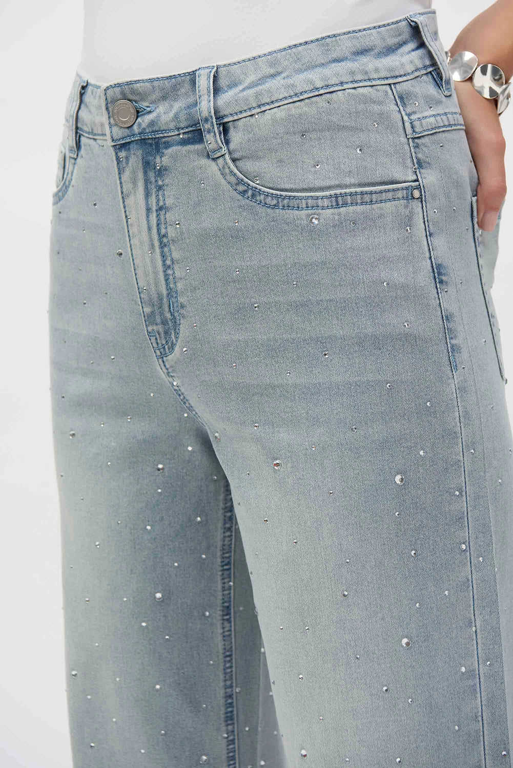 Joseph Ribkoff Classic Wide Leg Stretch Jeans with Crystals 252916