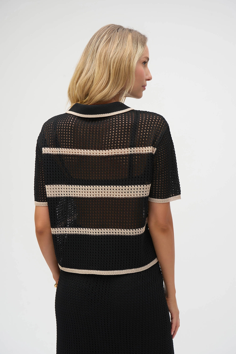 Joseph Ribkoff Sweater Knit Open Stitch Stripe Cover Up 252924