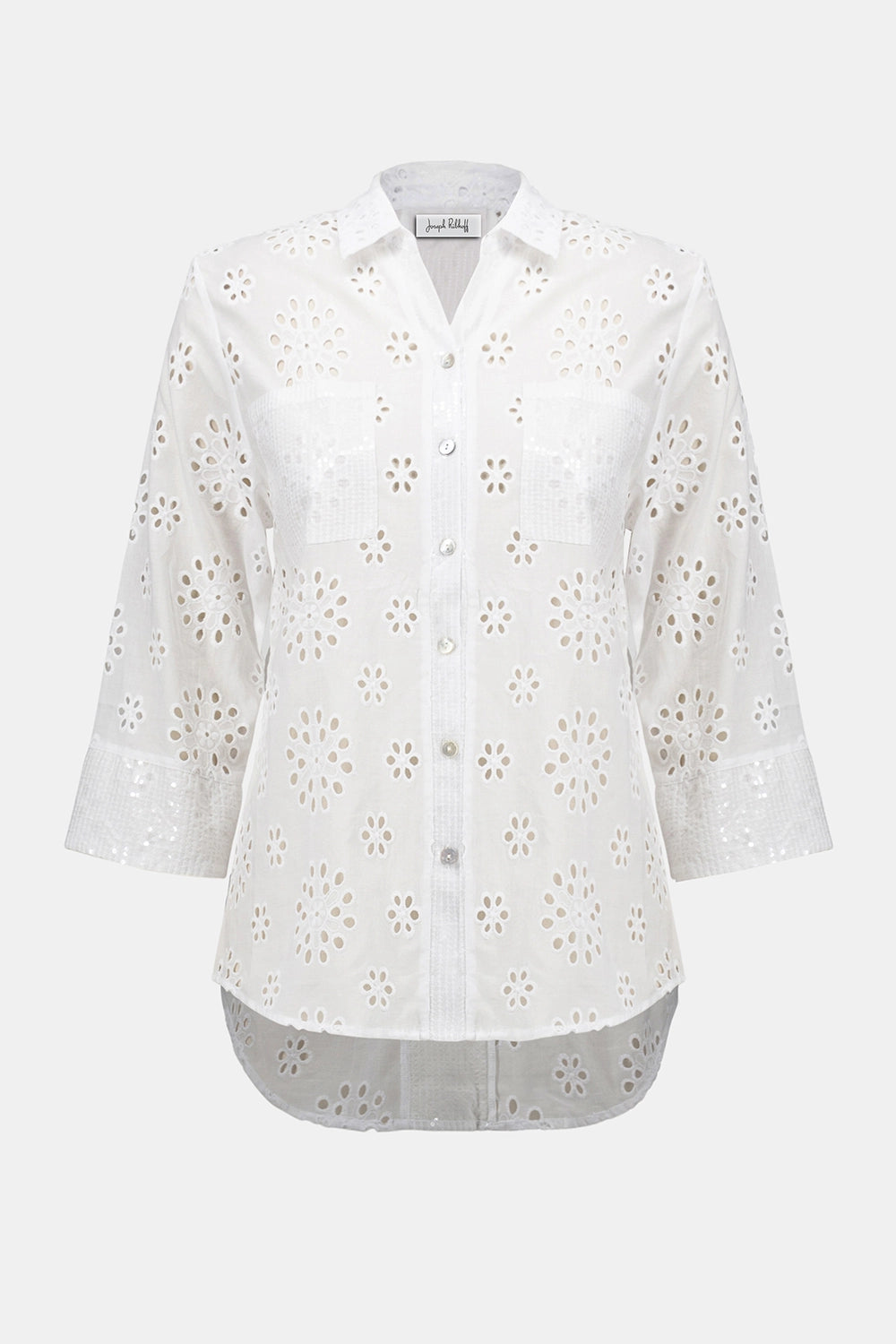 Joseph Ribkoff Cotton Embroidered Eyelet Boxy Blouse 252928