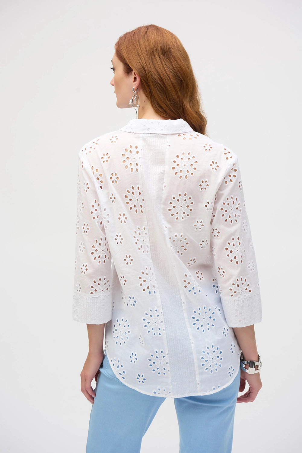 Joseph Ribkoff Cotton Embroidered Eyelet Boxy Blouse 252928