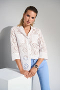 Joseph Ribkoff Cotton Embroidered Eyelet Boxy Blouse 252928
