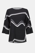 Joseph Ribkoff Abstract Jacquard Sweater Knit Pullover 252932