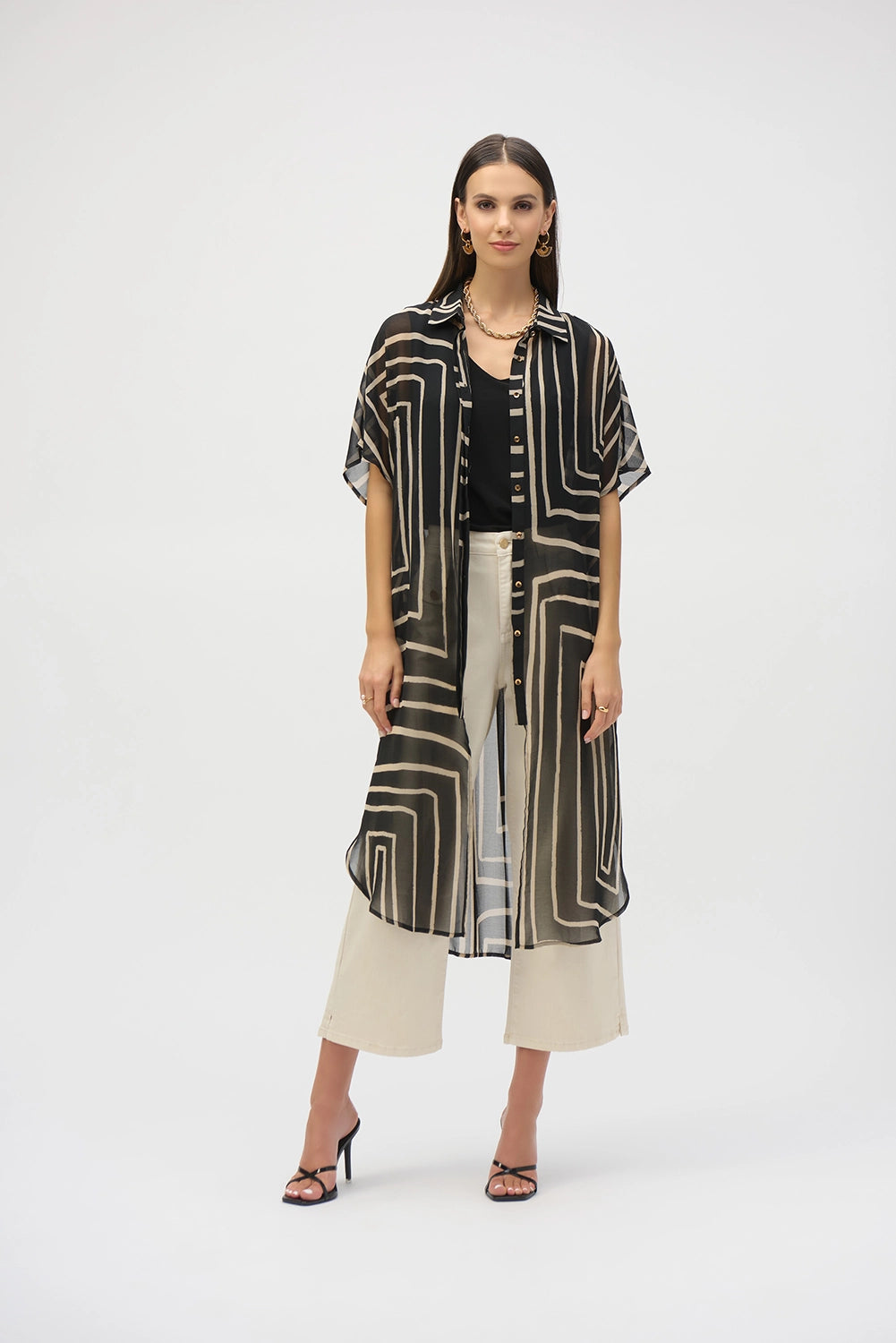 Joseph Ribkoff Chiffon Geometric Print Blouse 252934