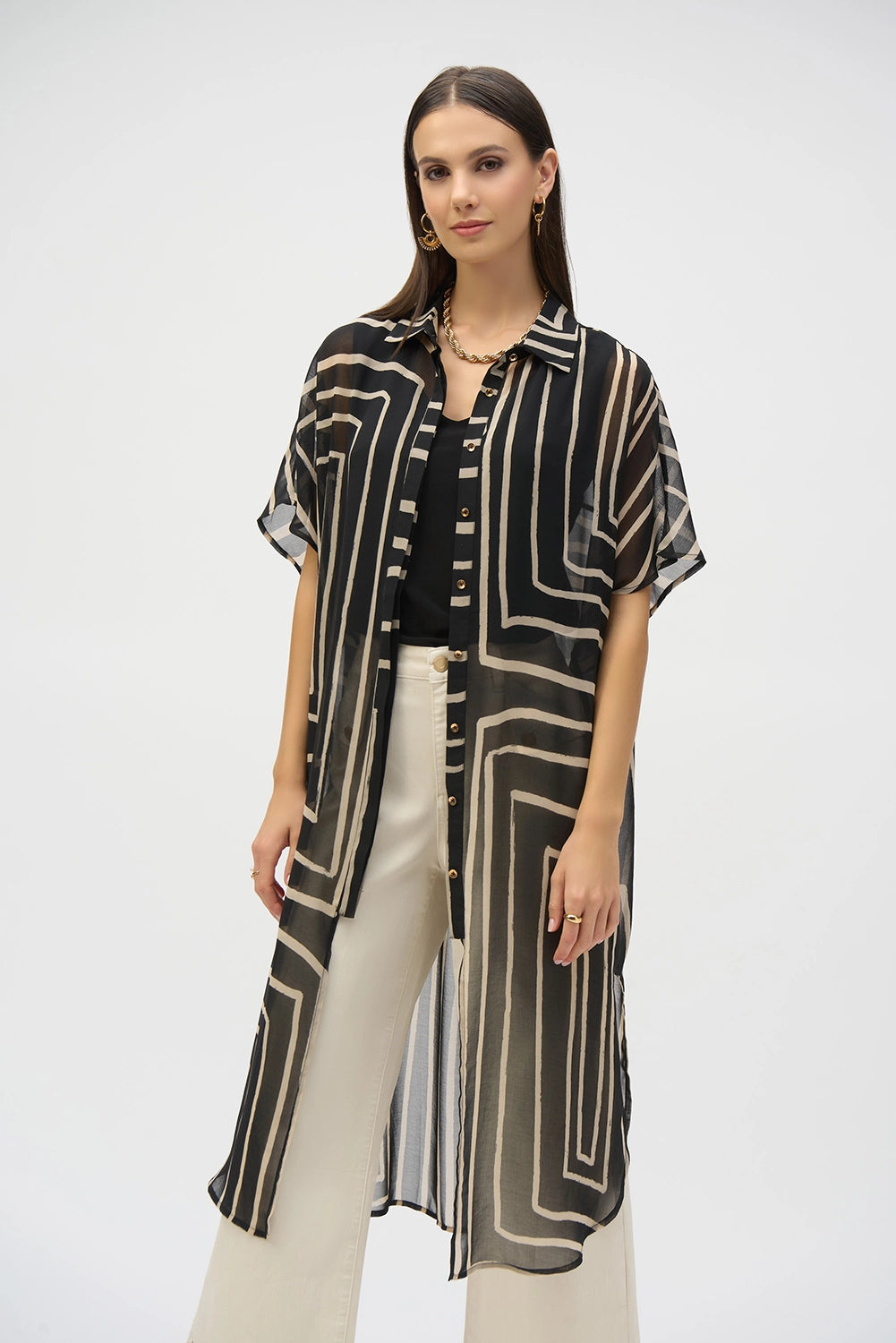 Joseph Ribkoff Chiffon Geometric Print Blouse 252934