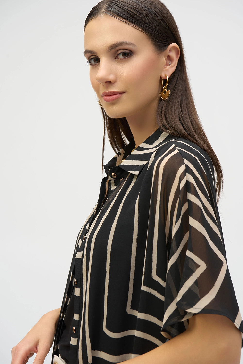 Joseph Ribkoff Chiffon Geometric Print Blouse 252934
