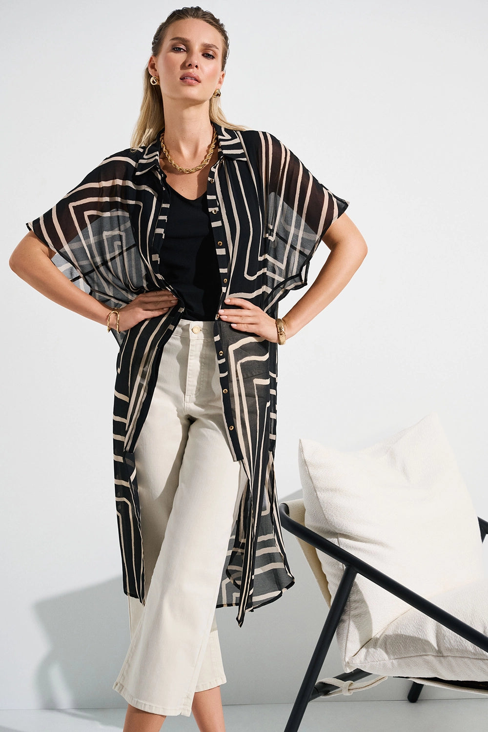 Joseph Ribkoff Chiffon Geometric Print Blouse 252934