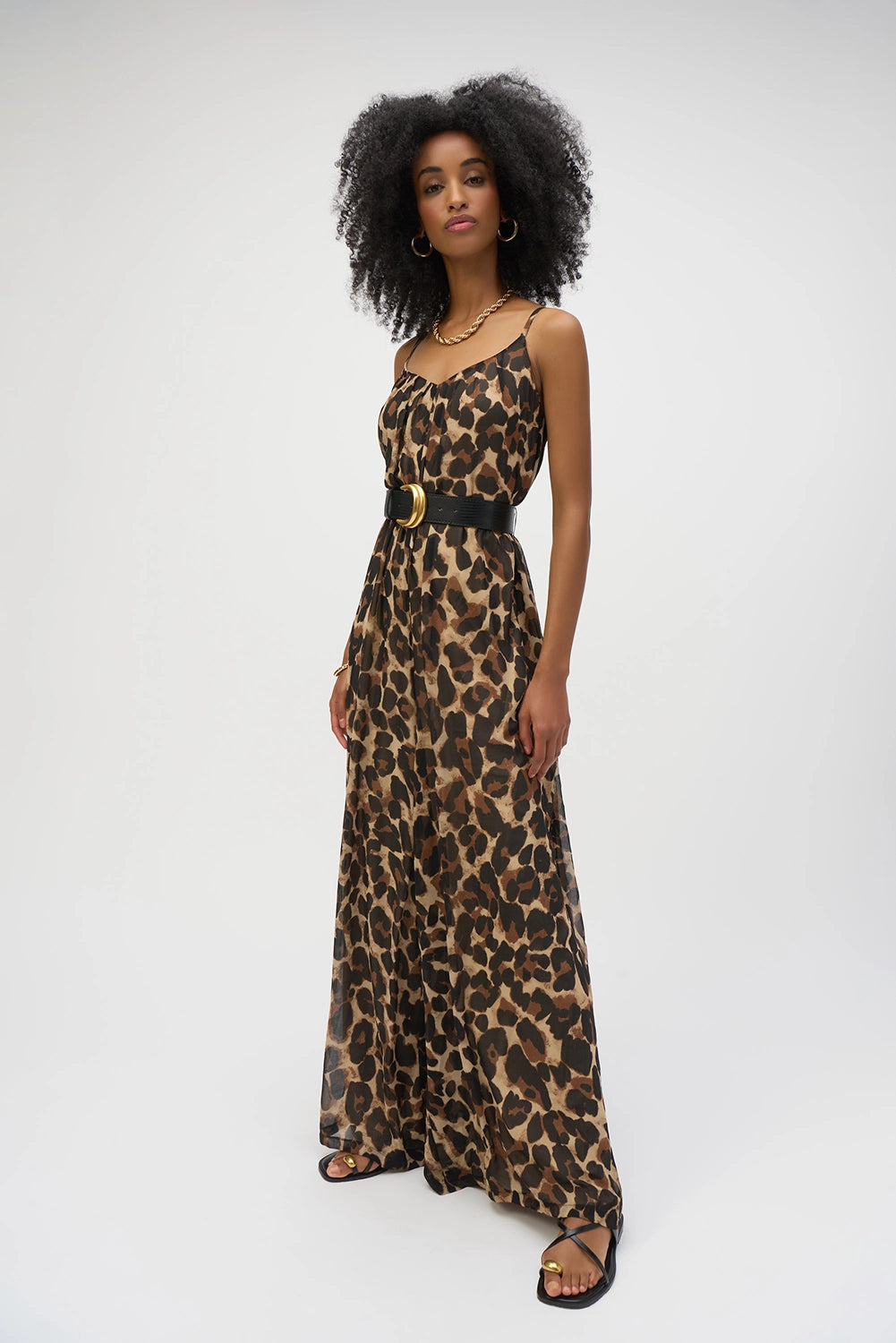 Joseph Ribkoff Chiffon Animal Print Wide Leg Jumpsuit 252936