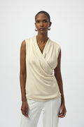 Joseph Ribkoff Recycled Satin & Silky Knit Sleeveless Wrap Top 254215