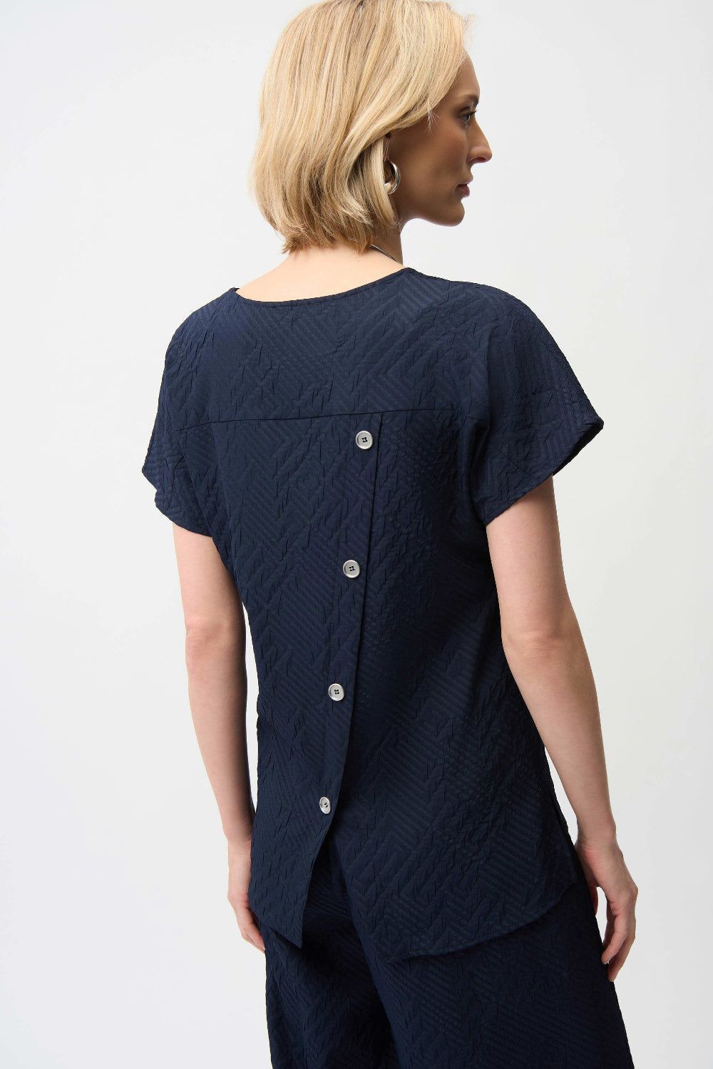 Joseph Ribkoff Geometric Textured Jacquard Top With V-neckline 261055