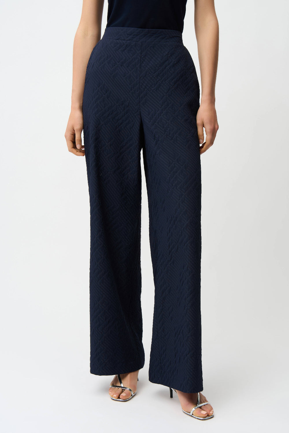 Joseph Ribkoff Jacquard Geometrical Texture Wide Leg Pull-On Pants 261056