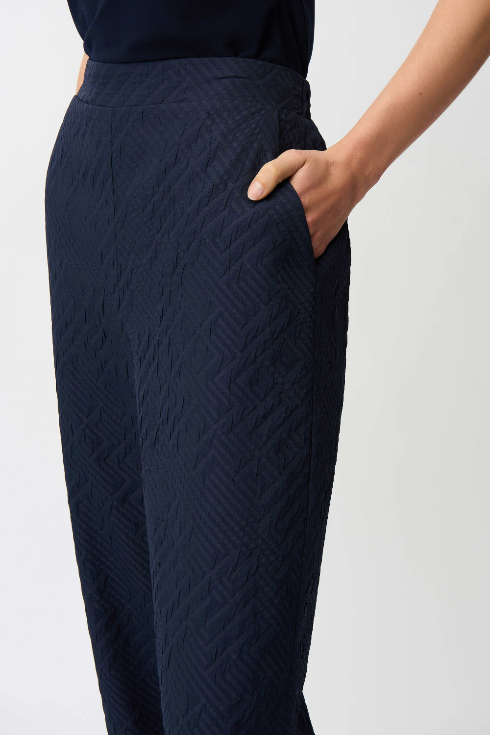 Joseph Ribkoff Jacquard Geometrical Texture Wide Leg Pull-On Pants 261056