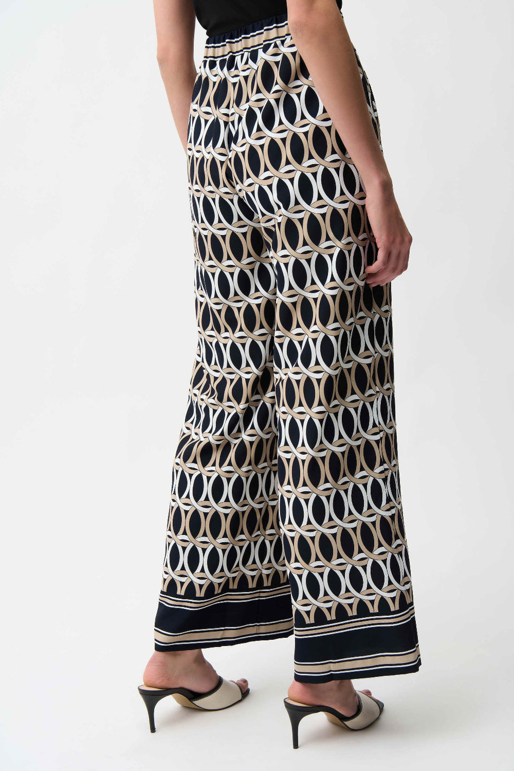 Joseph Ribkoff Recycled Woven Geometric Print Wide Leg Pull-On Pants 261058