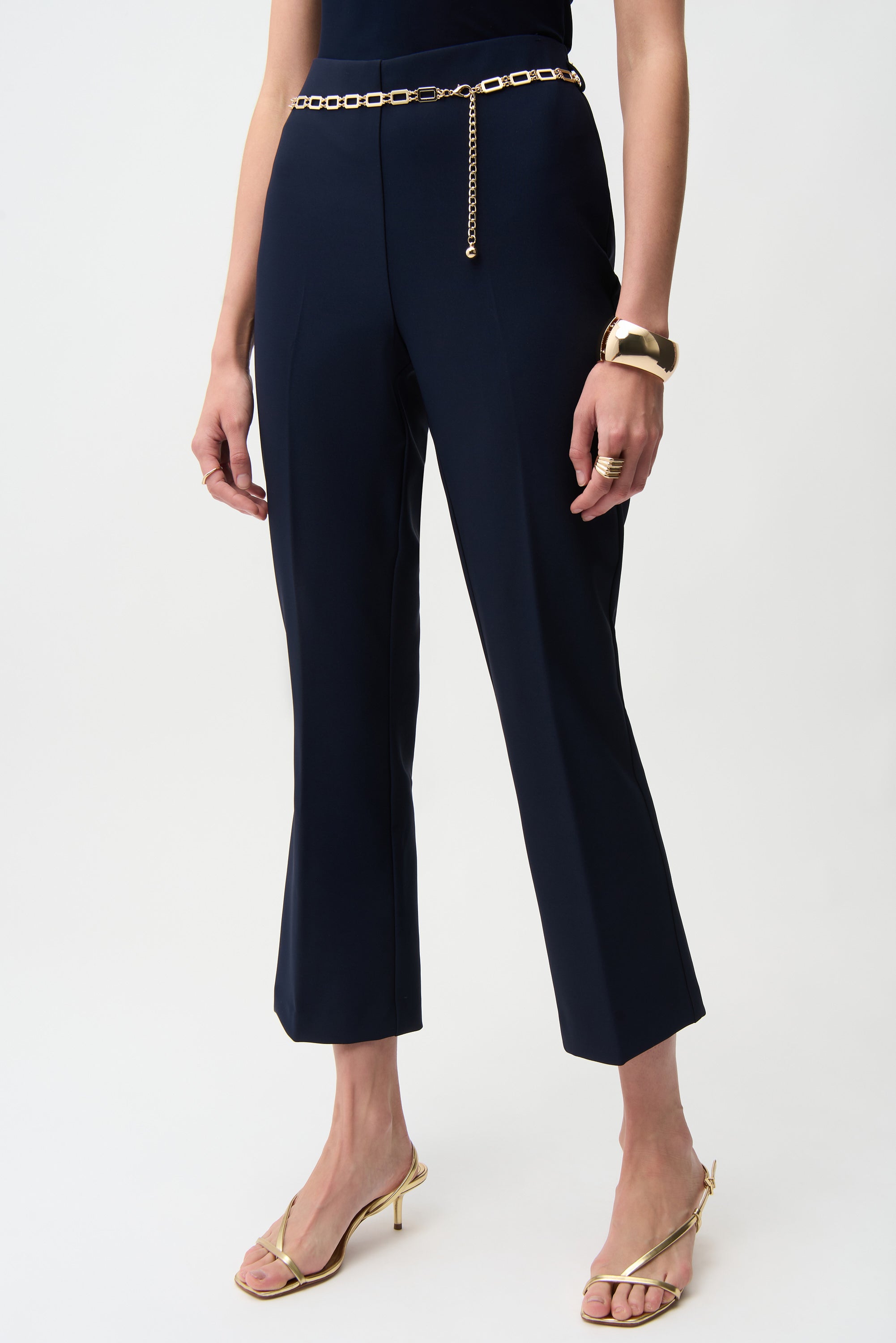 Joseph Ribkoff Lux Twill Pull-On Flare Pants With Chain Belt 261059