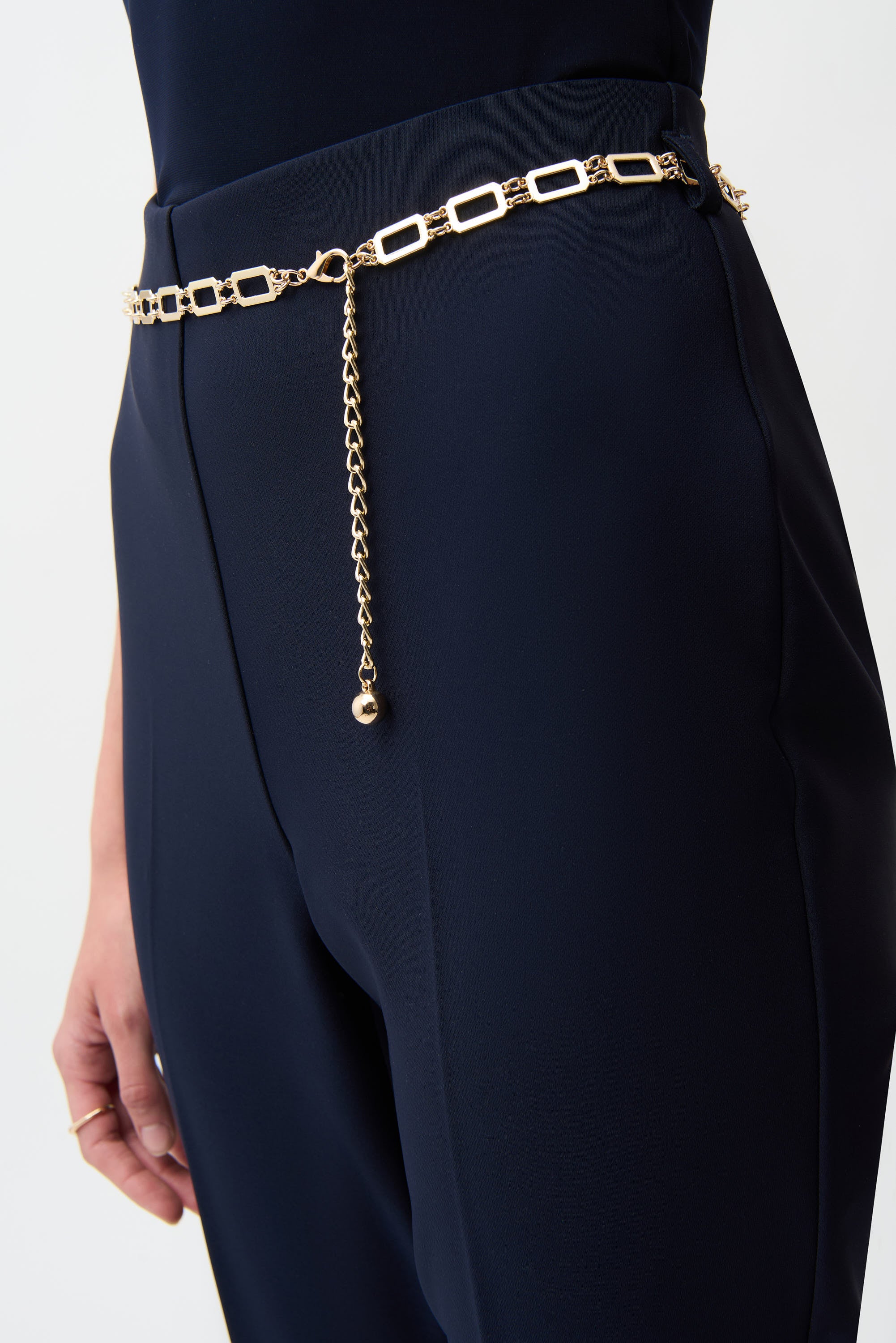 Joseph Ribkoff Lux Twill Pull-On Flare Pants With Chain Belt 261059