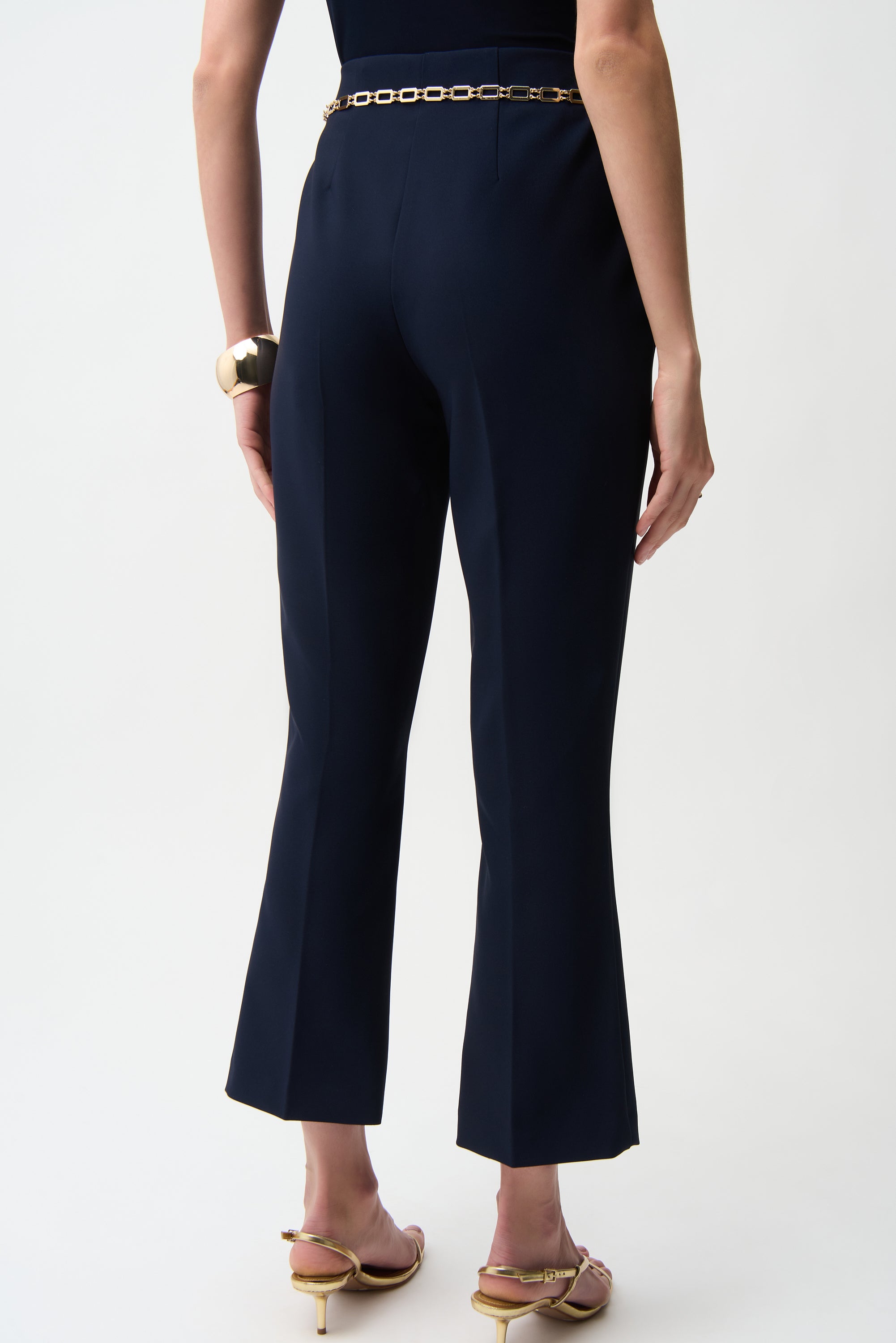 Joseph Ribkoff Lux Twill Pull-On Flare Pants With Chain Belt 261059