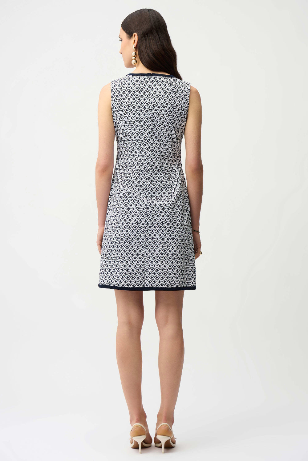 Joseph Ribkoff Millennium Geometric Print A-Line Dress With Contrast Trim 261096