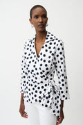 Joseph Ribkoff Stretch Cotton Dot Print Wrap Top With Sash 261118