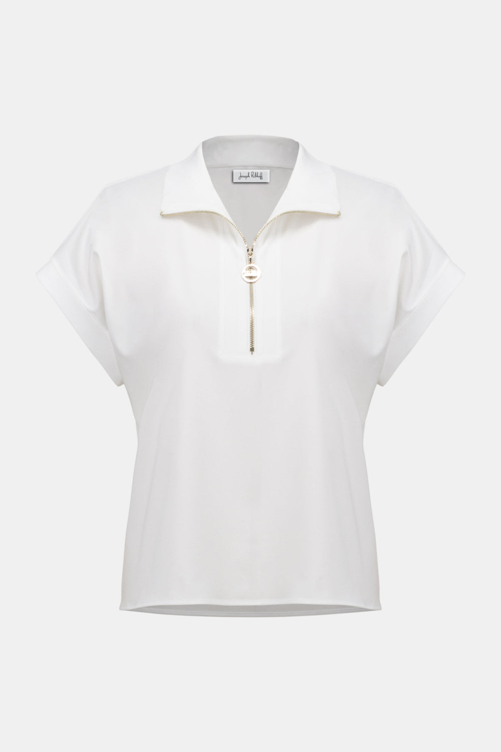 Joseph Ribkoff Stretch Poplin Straight Top With Zipped Neckline 261140