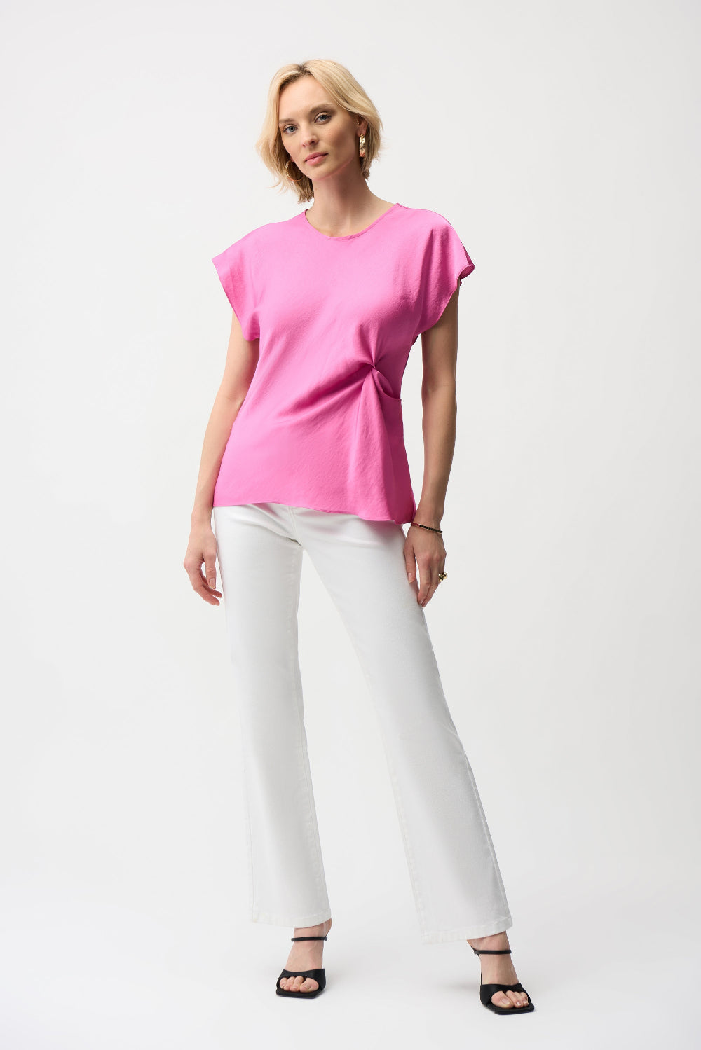 Joseph Ribkoff Recycled Satin Fitted Top With Front Twist Detail 261149