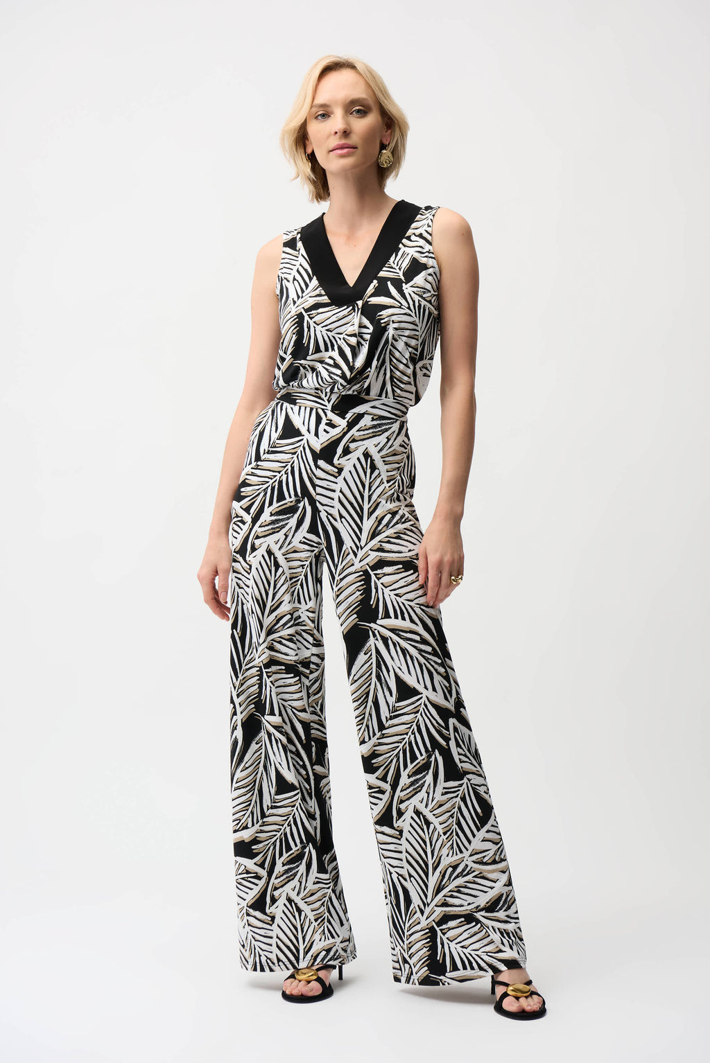 Joseph Ribkoff Silky Knit Tropical Print Sleeveless Trapeze Top 261151