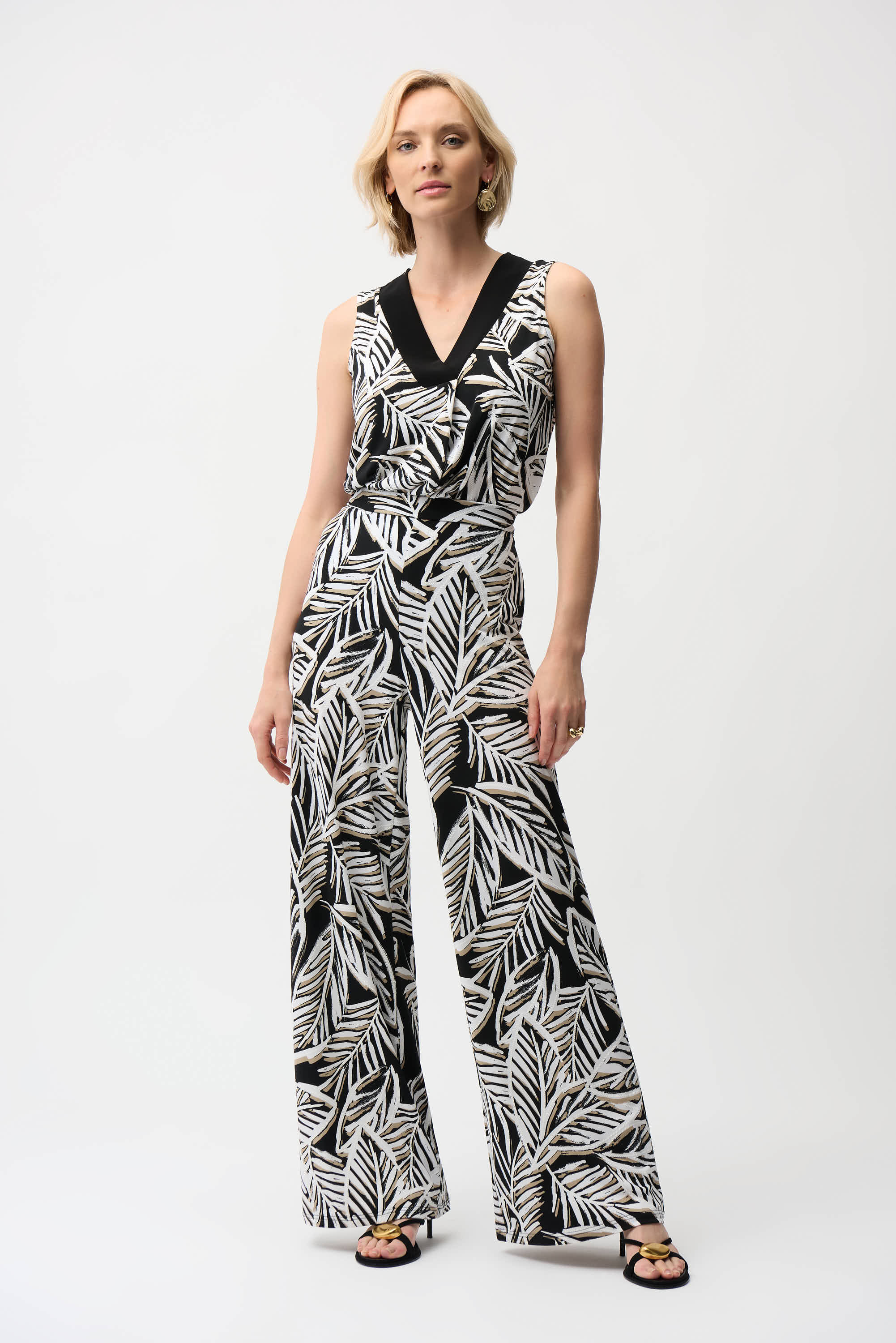 Joseph Ribkoff Silky Knit Tropical Print Sleeveless Trapeze Top 261151
